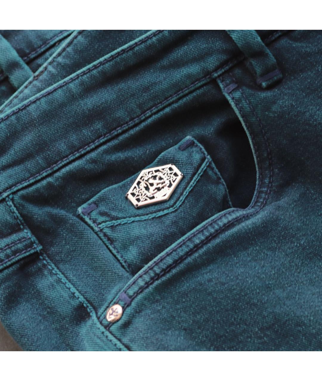 ZILLI Бирюзовые хлопковые джинсы, фото 4