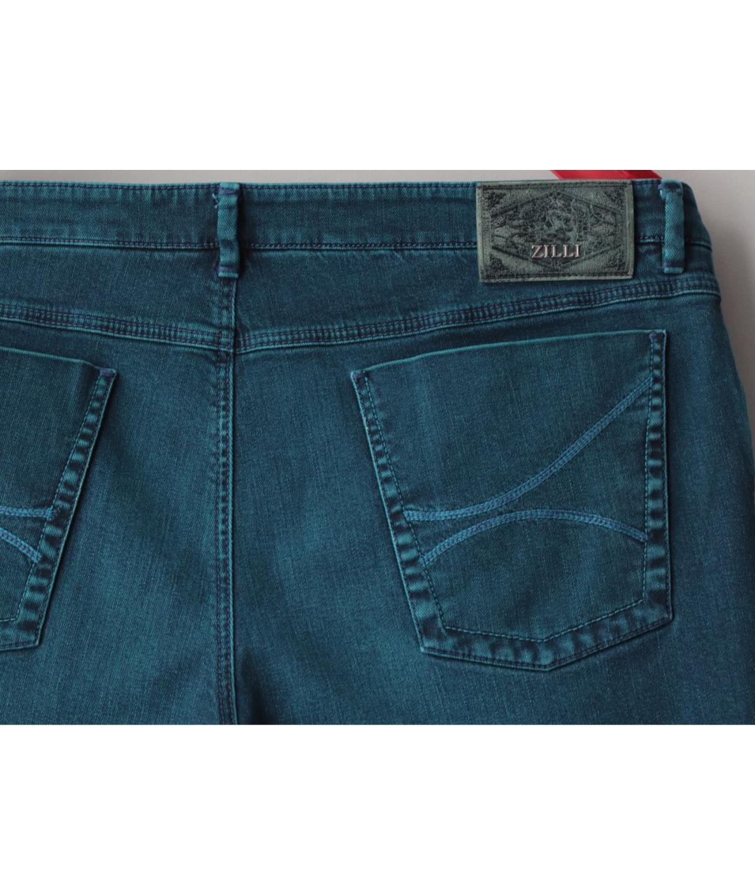 ZILLI Бирюзовые хлопковые джинсы, фото 5
