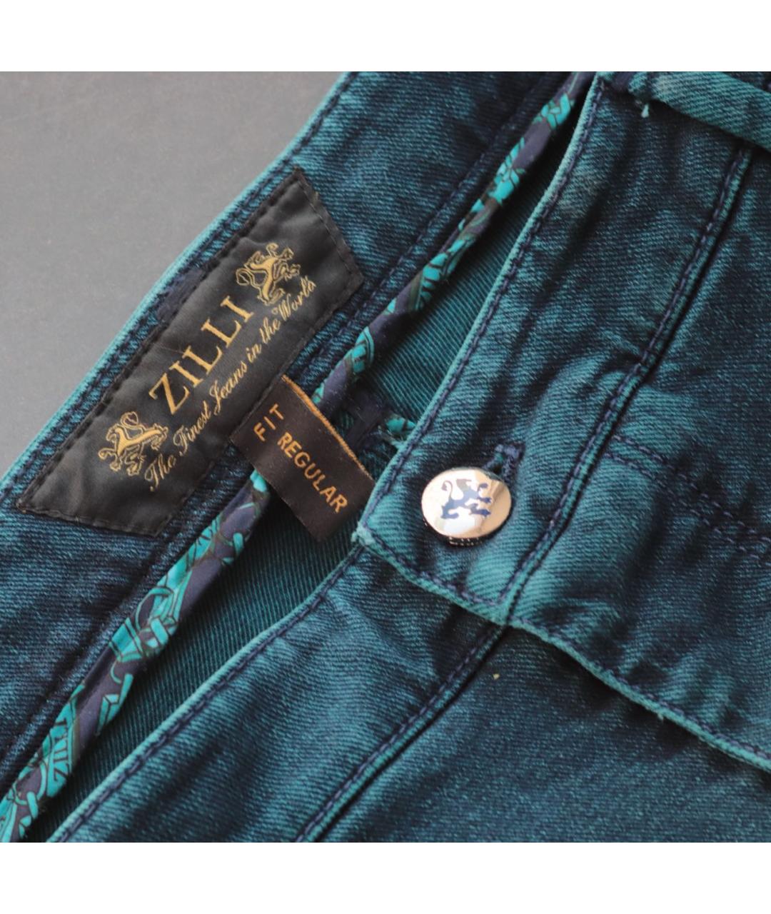 ZILLI Бирюзовые хлопковые джинсы, фото 3