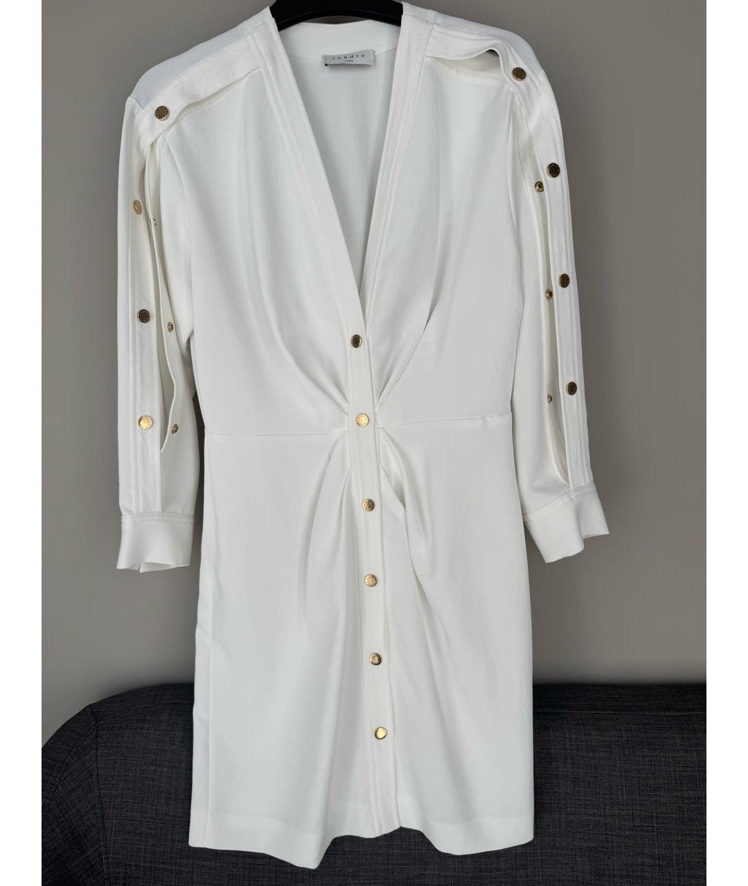 SANDRO Белое полиэстеровое коктейльное платье, фото 5