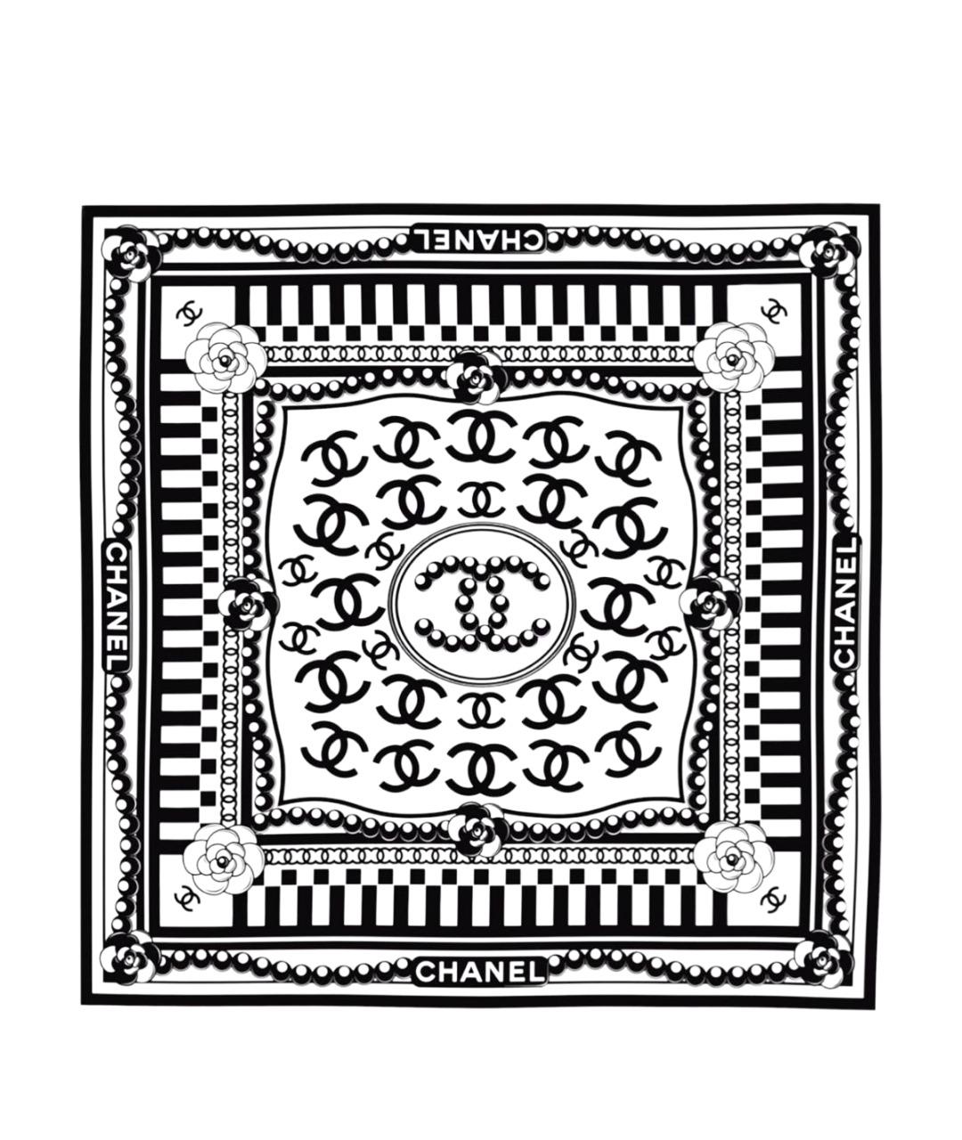 CHANEL Белый шелковый платок, фото 1