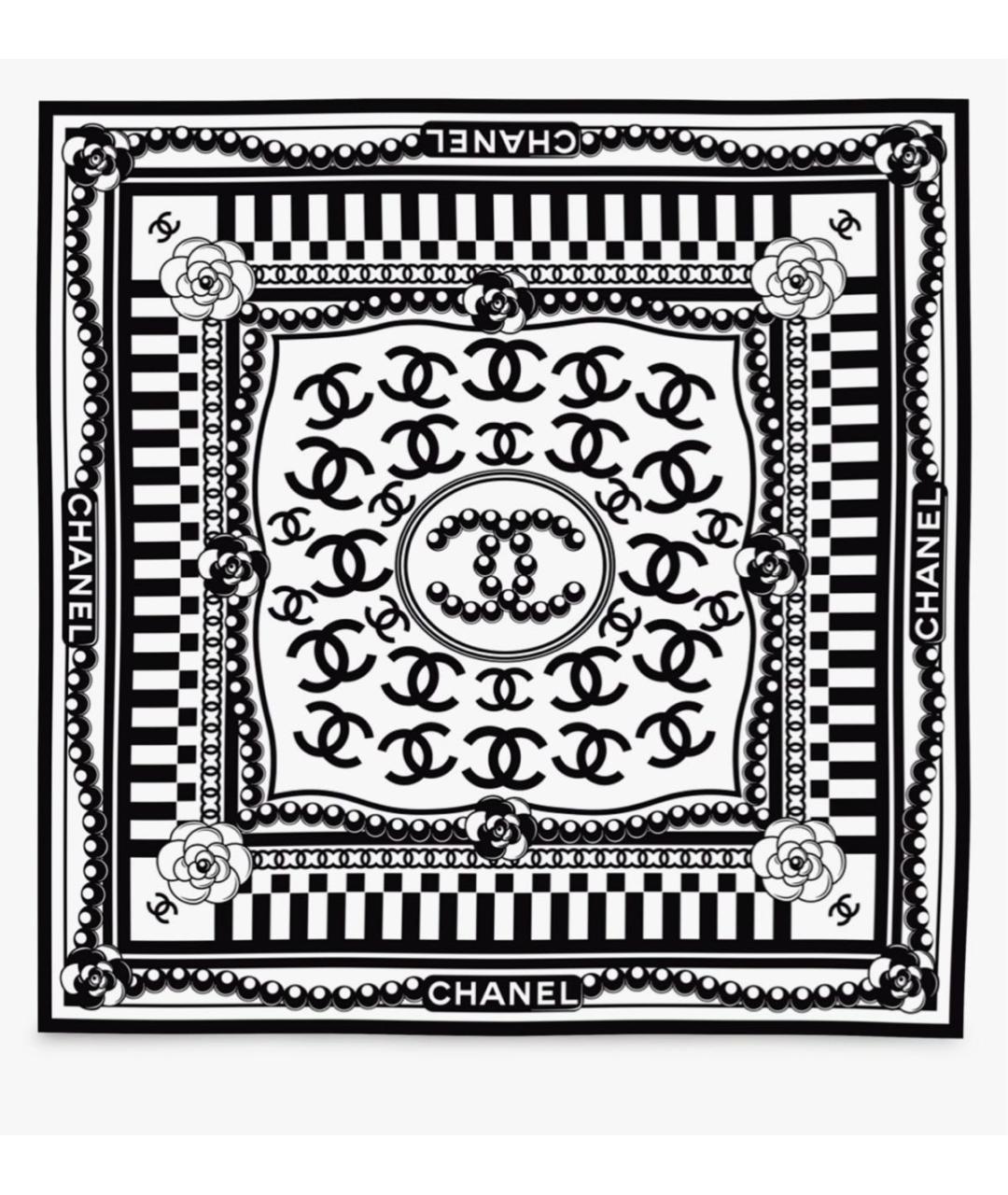 CHANEL Белый шелковый платок, фото 3