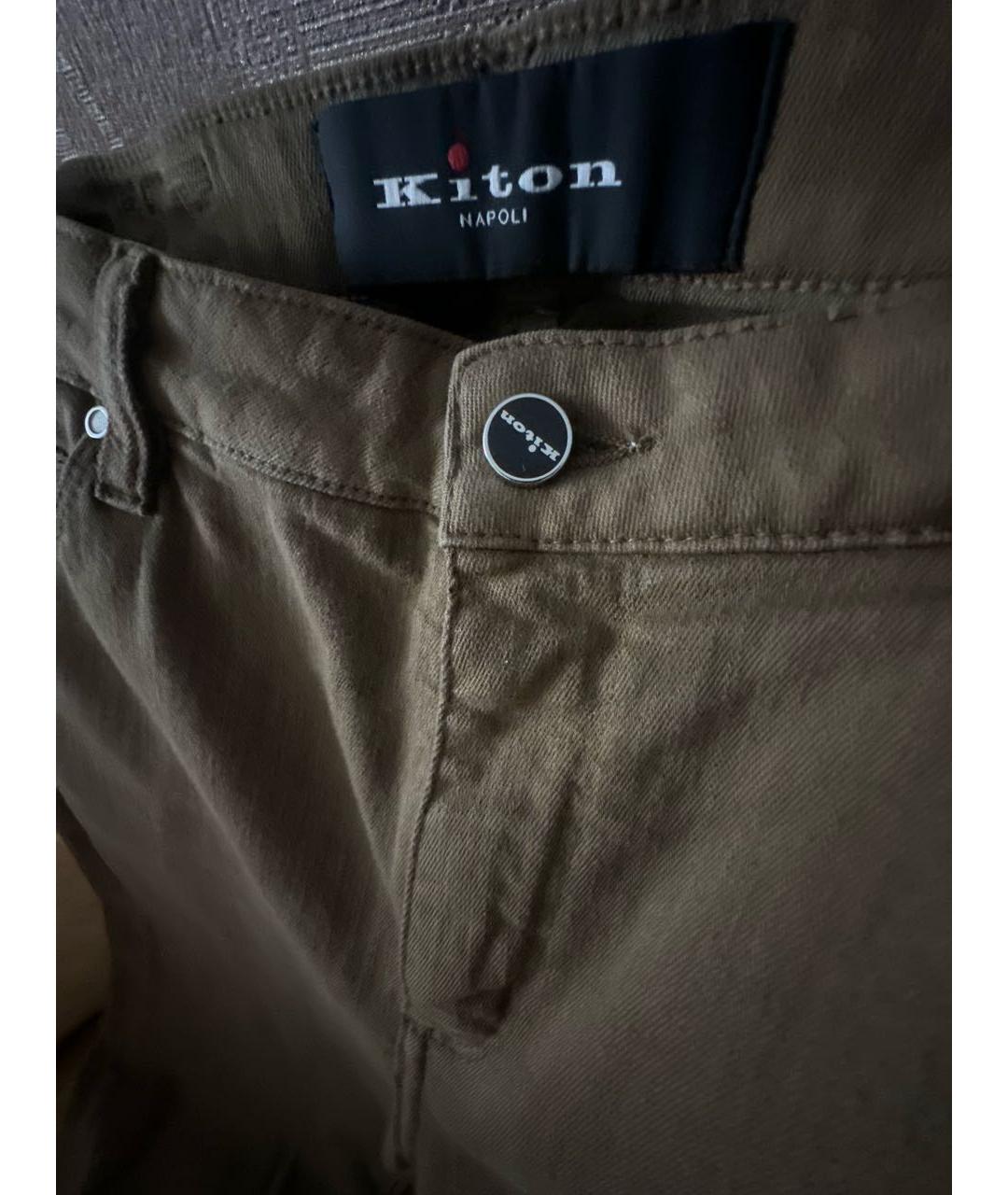 KITON Коричневые хлопковые джинсы слим, фото 5