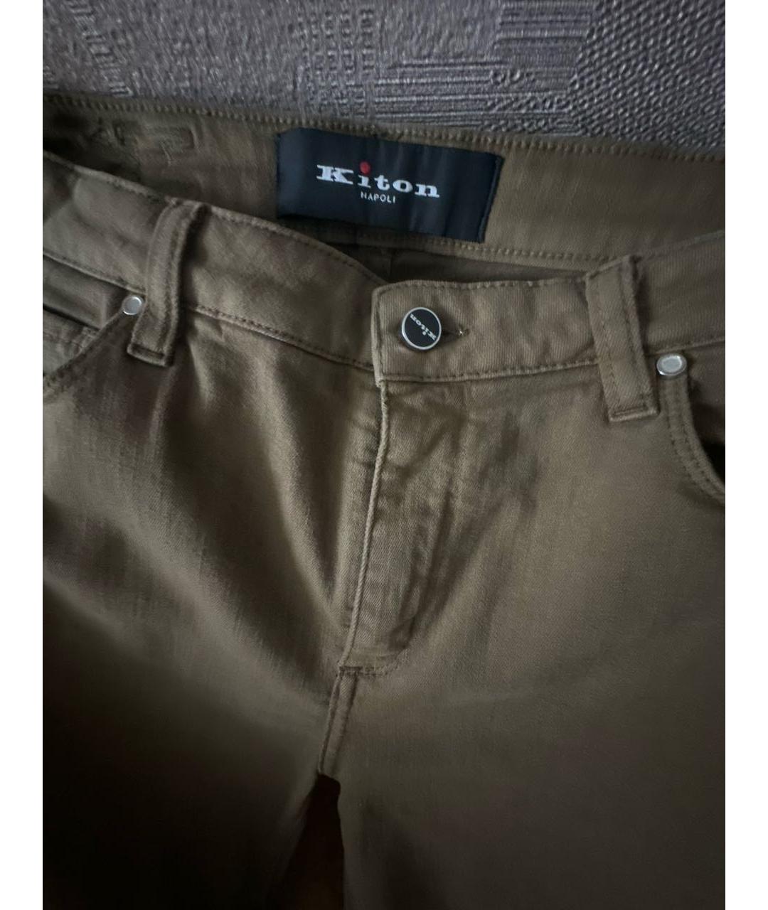 KITON Коричневые хлопковые джинсы слим, фото 3