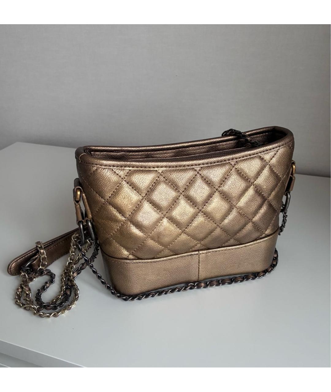 CHANEL Золотая кожаная сумка через плечо, фото 3
