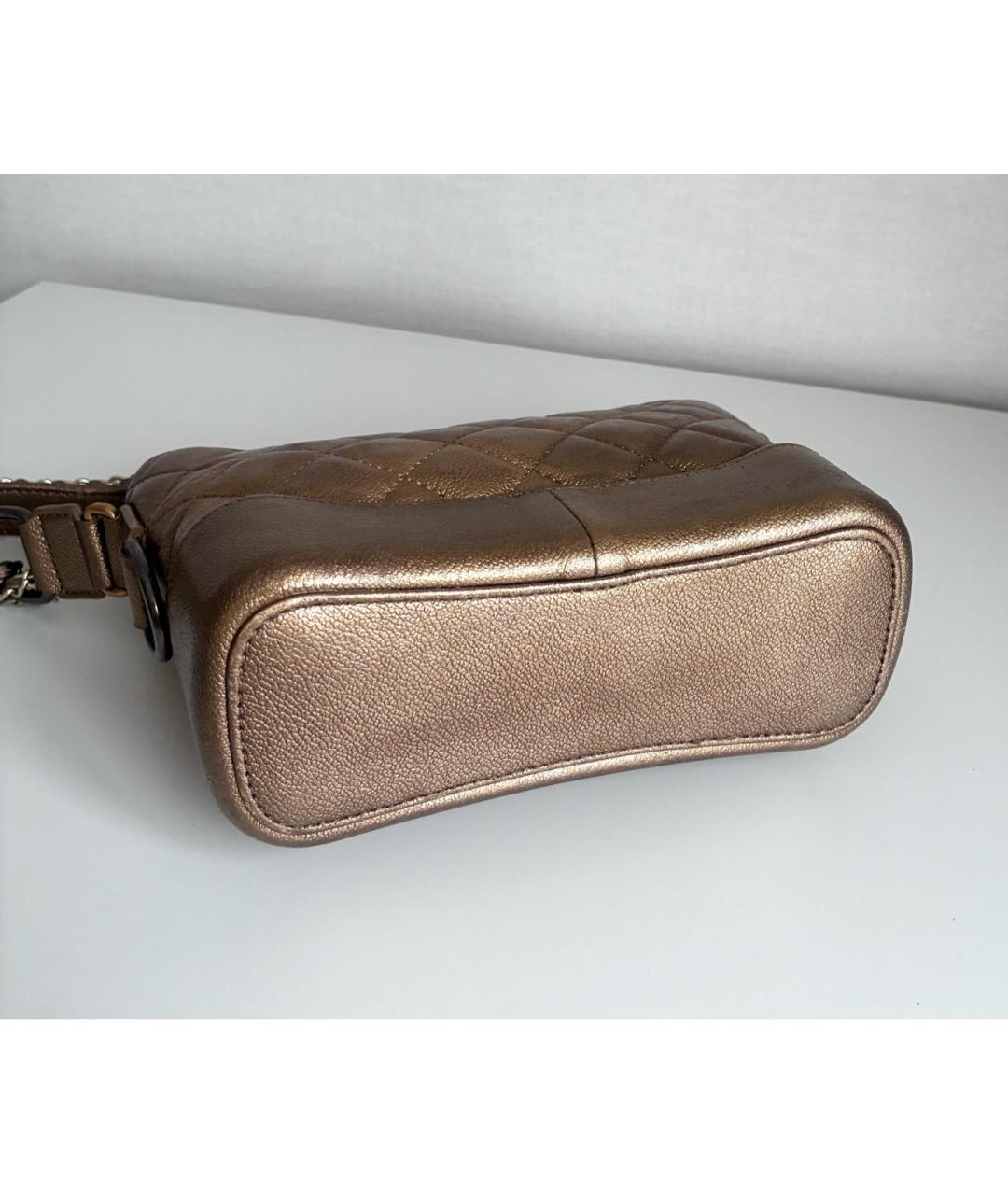 CHANEL Золотая кожаная сумка через плечо, фото 6