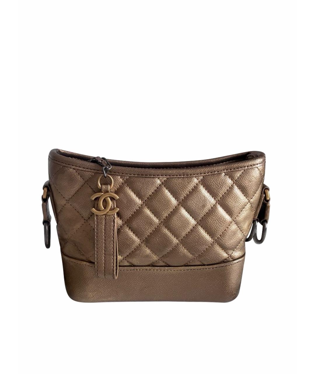 CHANEL Золотая кожаная сумка через плечо, фото 1