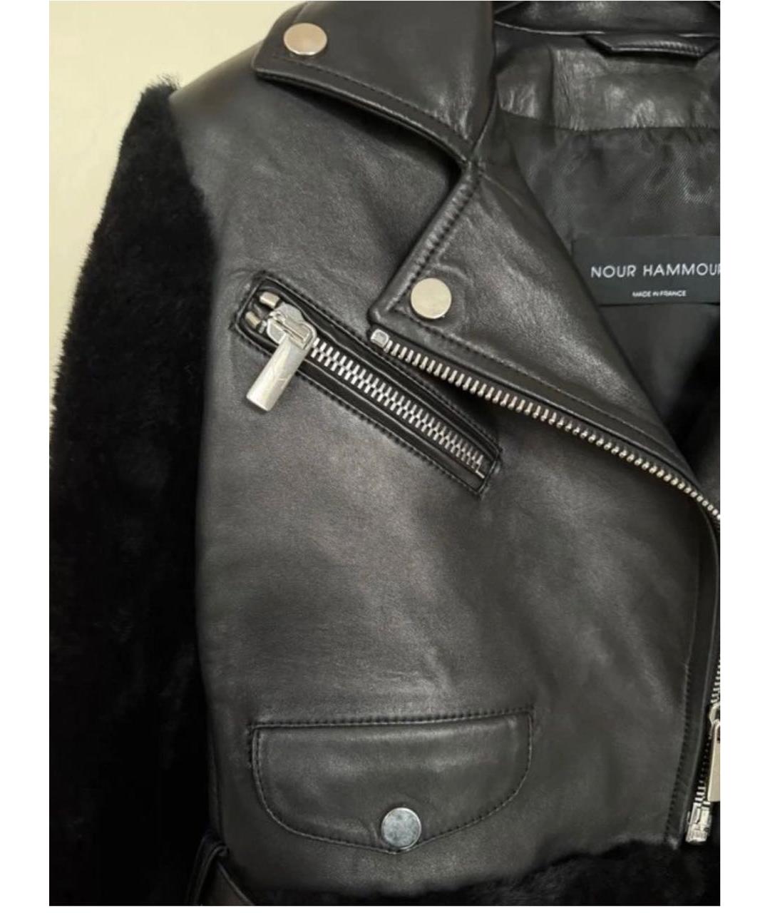 NOUR HAMMOUR Черная кожаная куртка, фото 3
