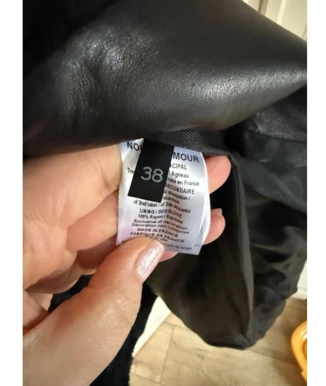 NOUR HAMMOUR Черная кожаная куртка, фото 5