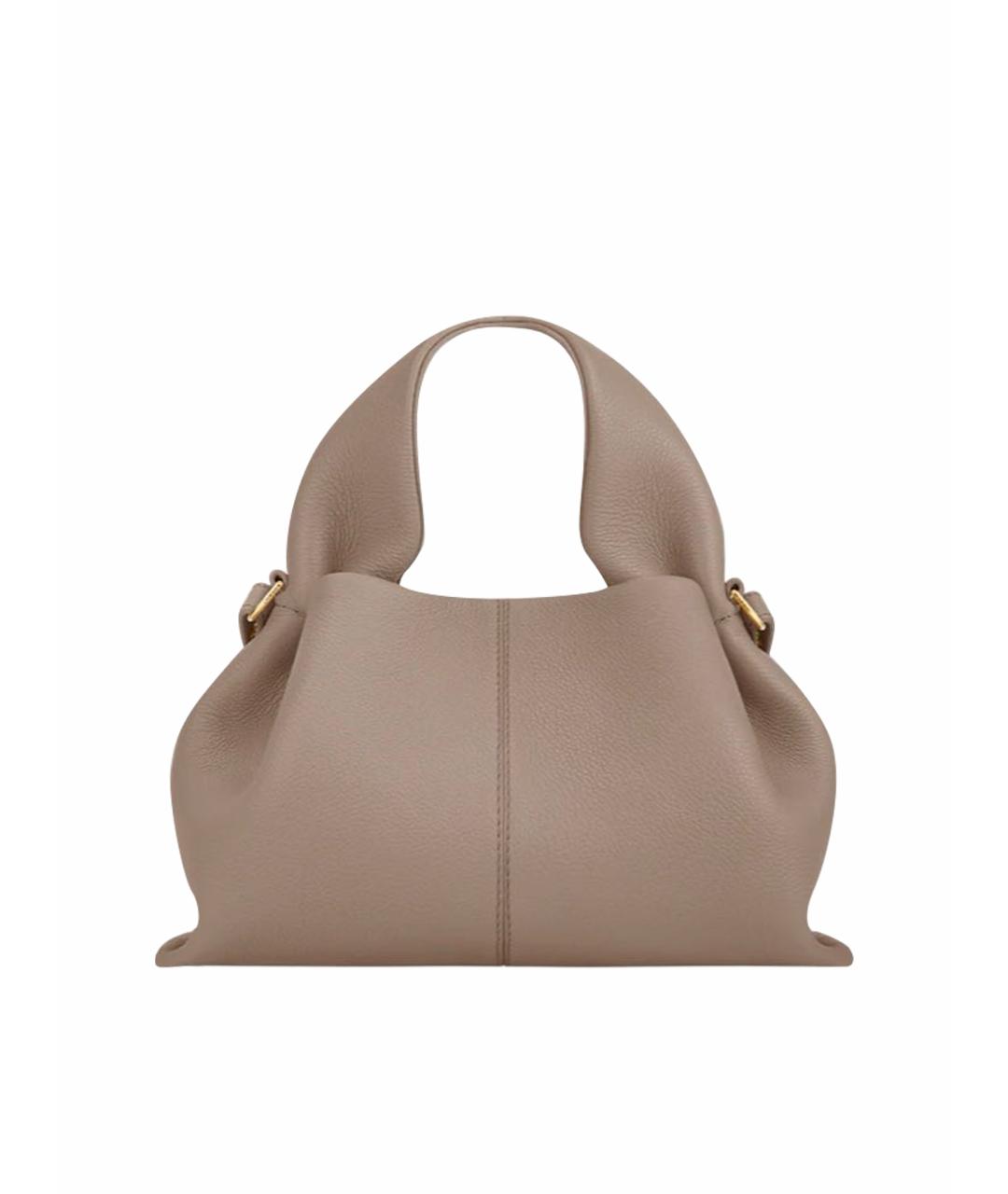 POLENE Бежевая кожаная сумка через плечо, фото 1