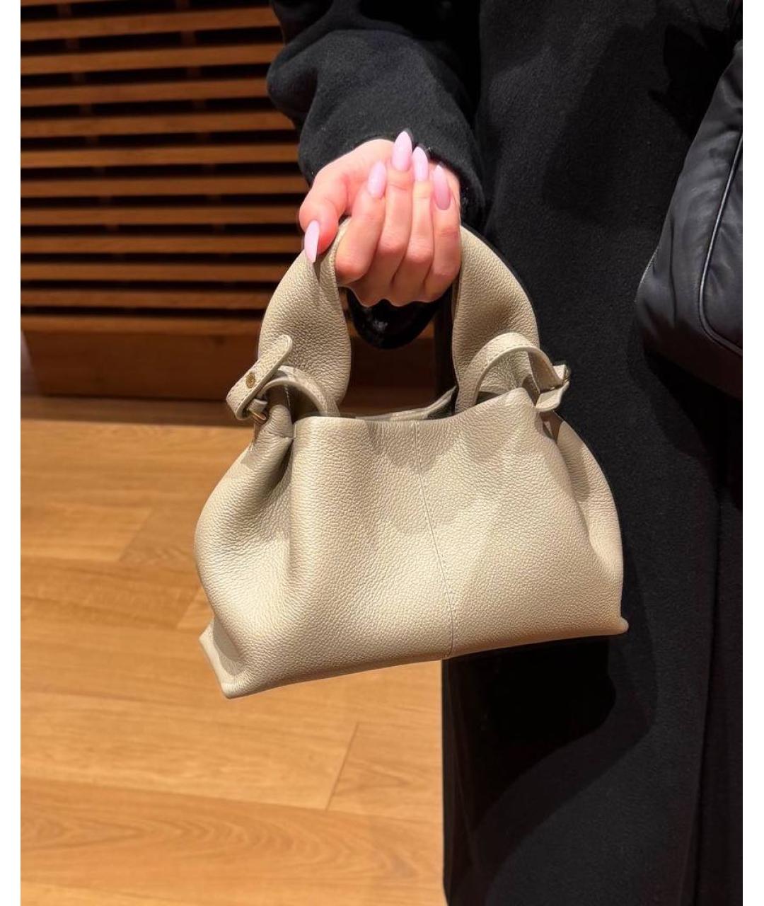 POLENE Бежевая кожаная сумка через плечо, фото 5