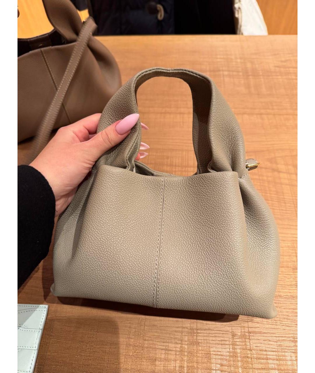 POLENE Бежевая кожаная сумка через плечо, фото 3