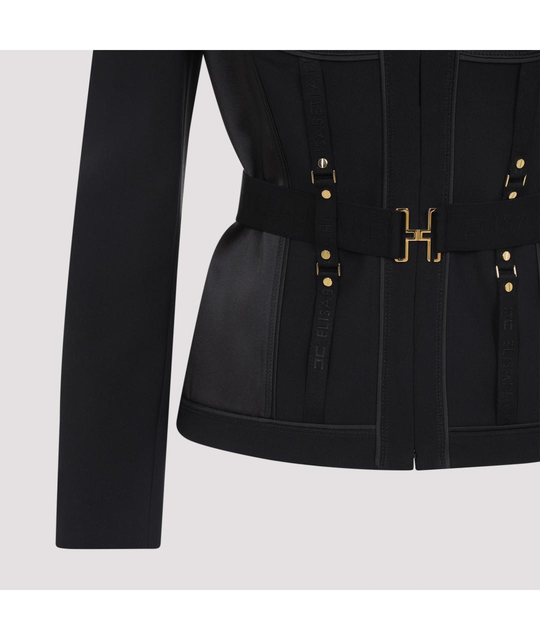 ELISABETTA FRANCHI Черный полиэстеровый жакет/пиджак, фото 4