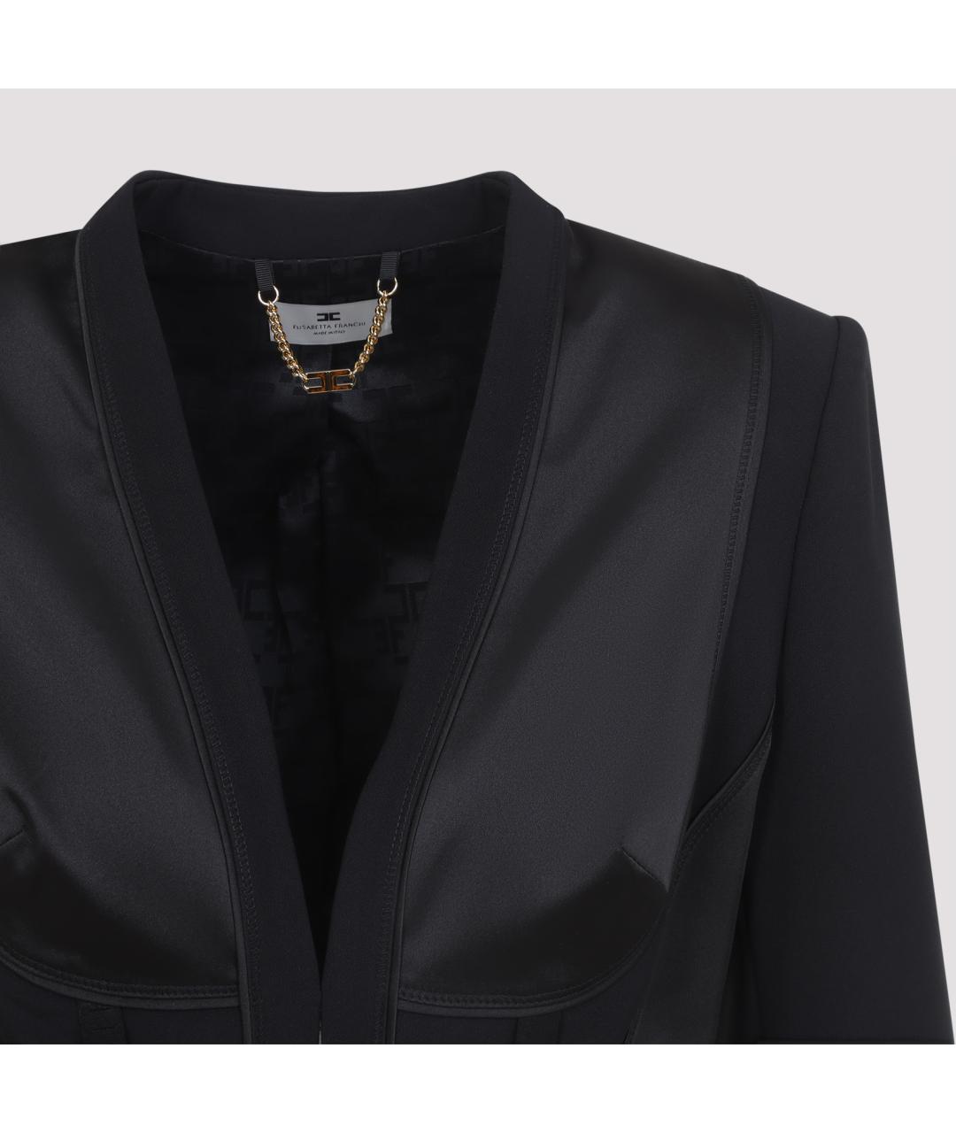 ELISABETTA FRANCHI Черный полиэстеровый жакет/пиджак, фото 3
