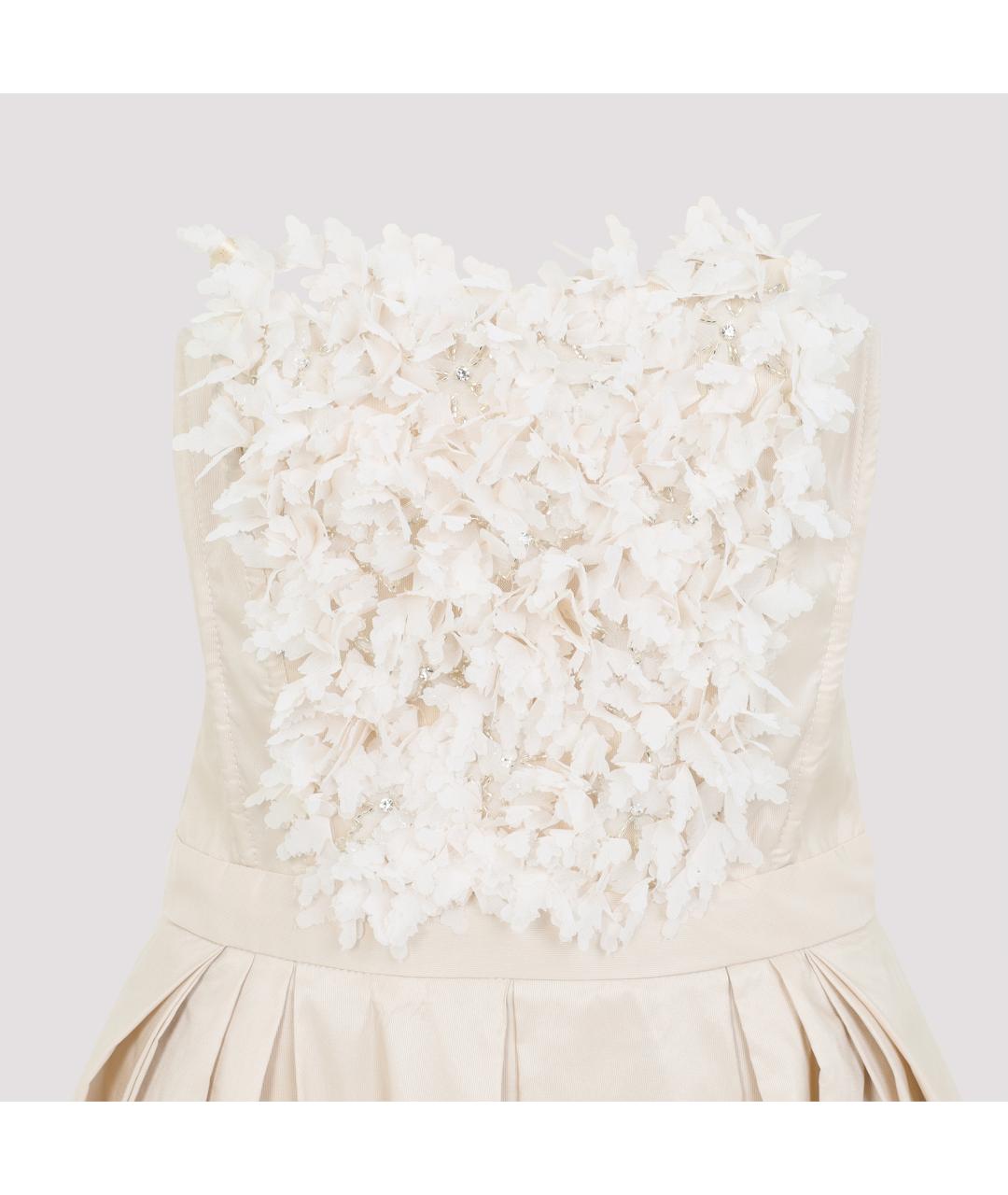 ELISABETTA FRANCHI Бежевое полиэстеровое коктейльное платье, фото 3