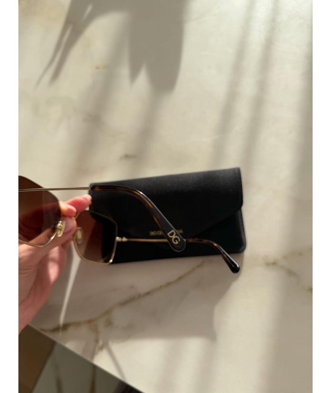 DOLCE&GABBANA Золотые металлические солнцезащитные очки, фото 2