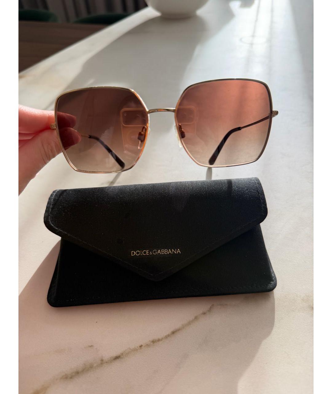 DOLCE&GABBANA Золотые металлические солнцезащитные очки, фото 5