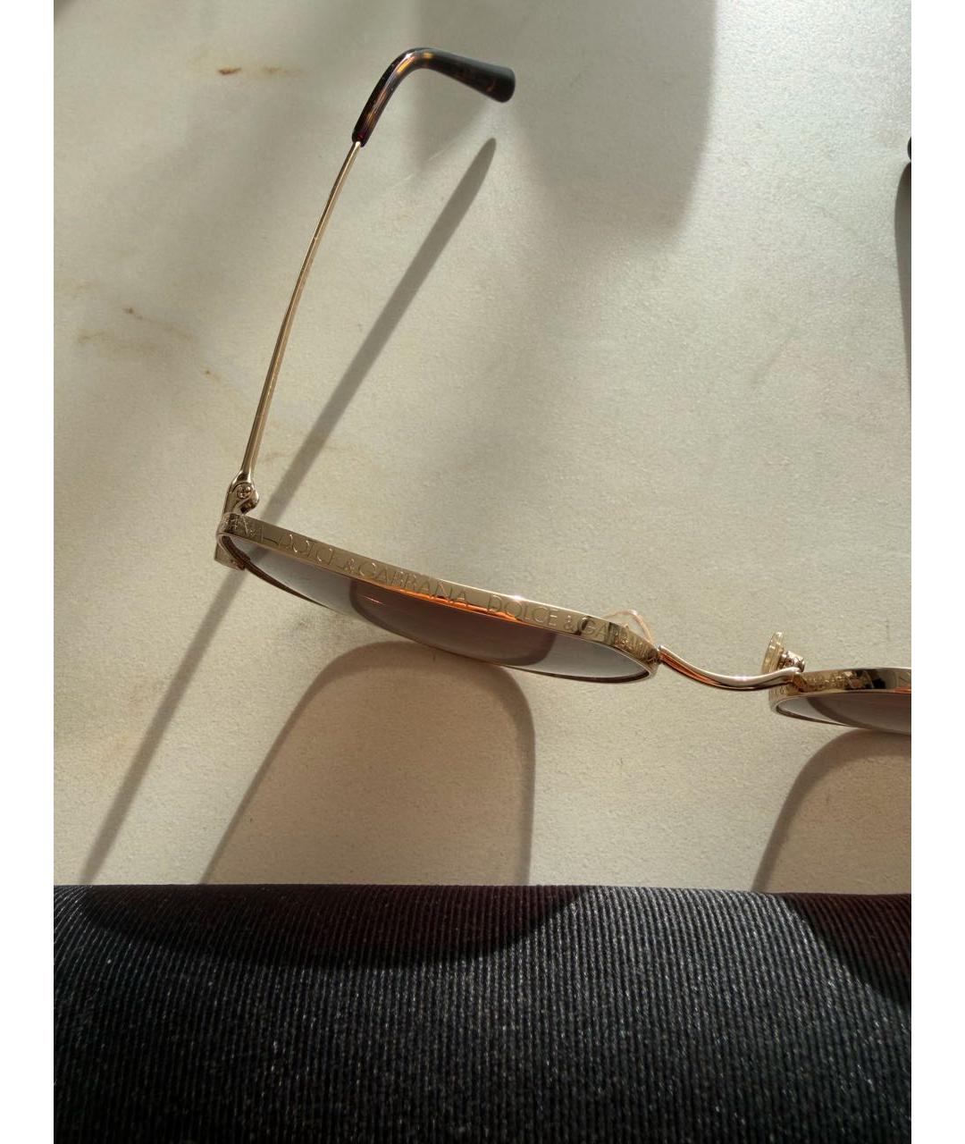 DOLCE&GABBANA Золотые металлические солнцезащитные очки, фото 3