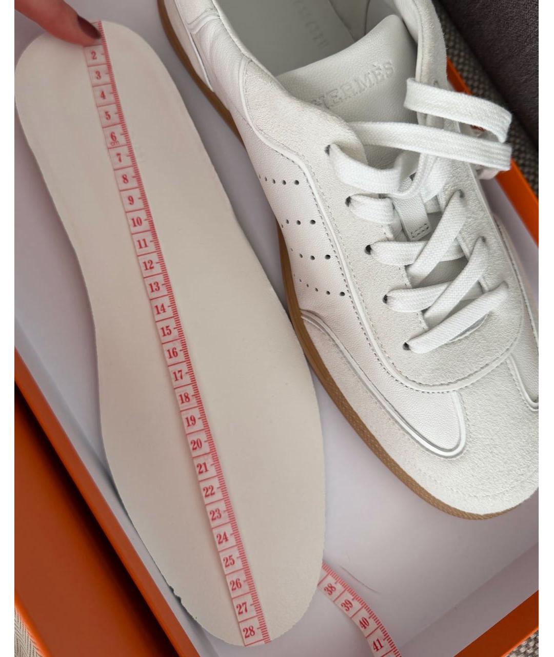 HERMES Белые кожаные низкие кроссовки / кеды, фото 7