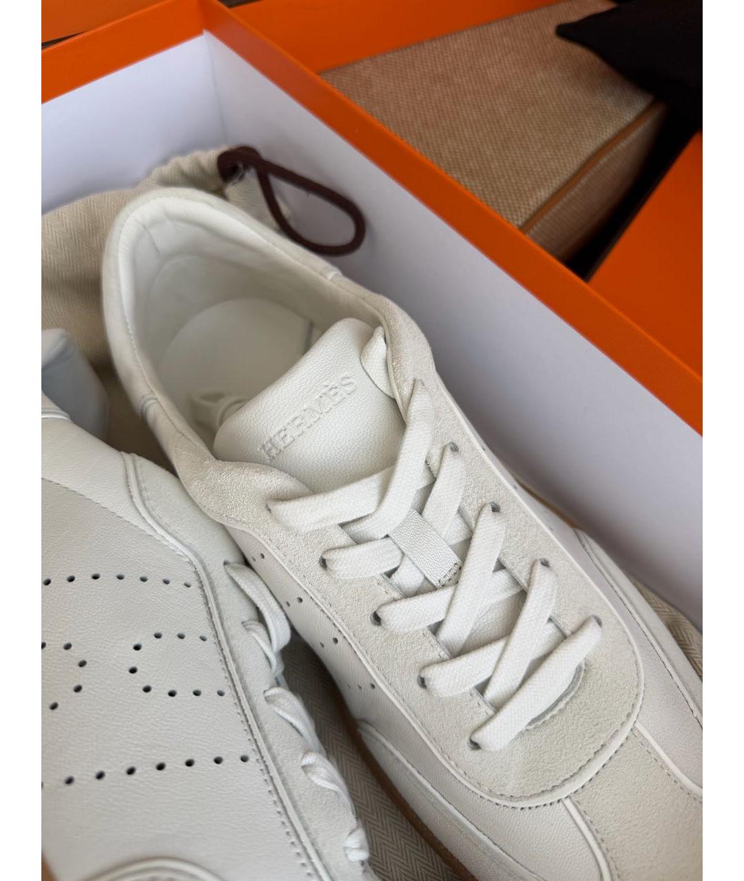 HERMES Белые кожаные низкие кроссовки / кеды, фото 4