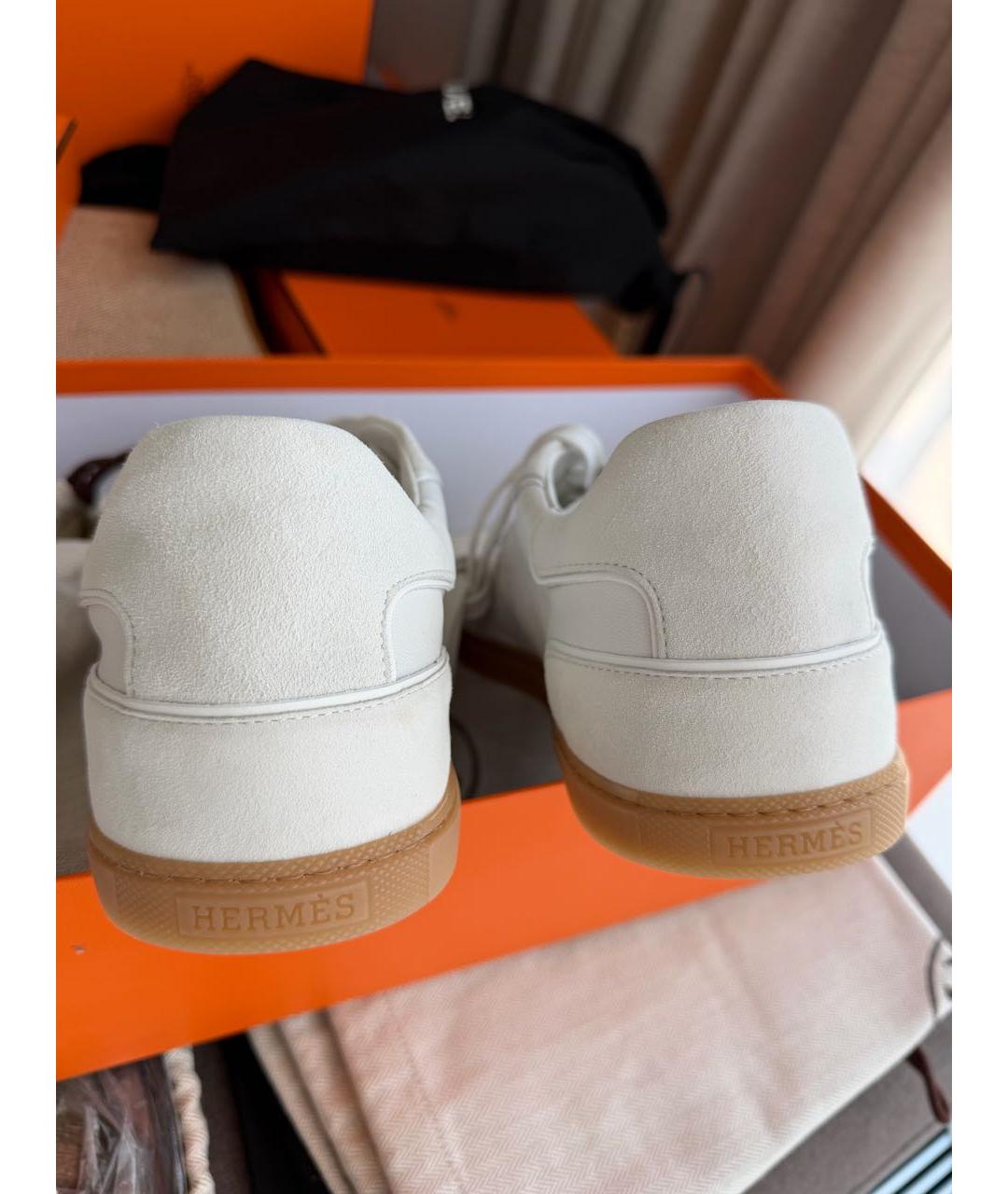 HERMES Белые кожаные низкие кроссовки / кеды, фото 6