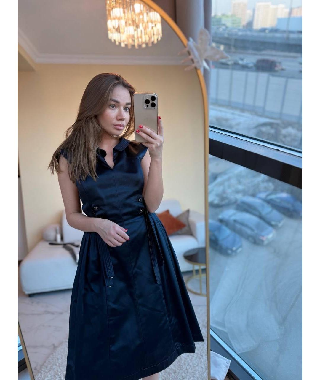 CHANEL Темно-синее шелковое коктейльное платье, фото 8