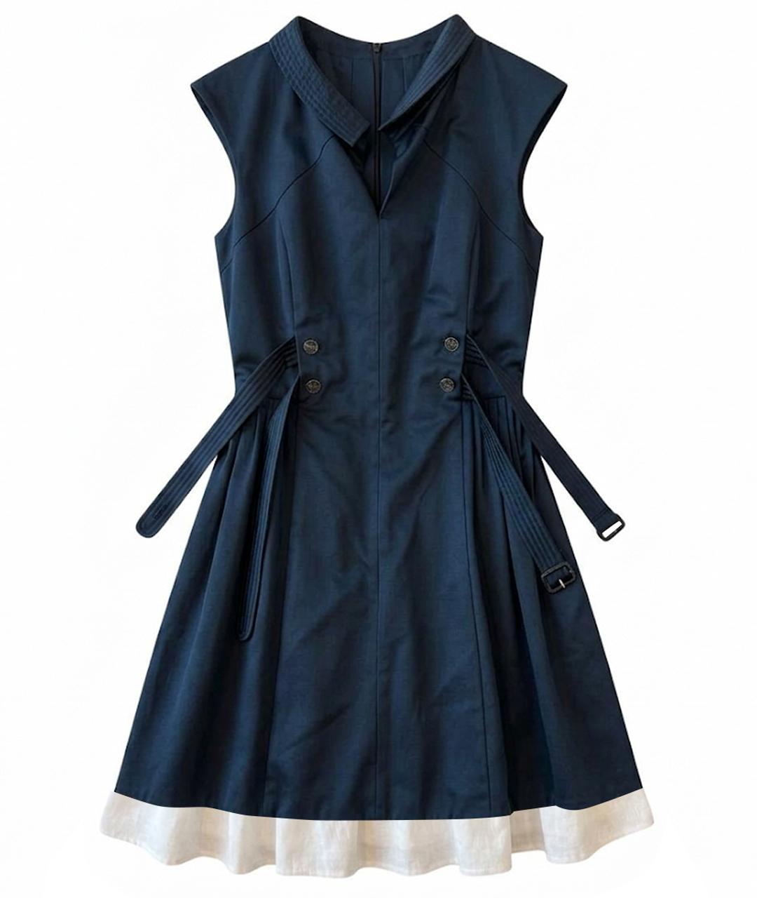 CHANEL Темно-синее шелковое коктейльное платье, фото 1