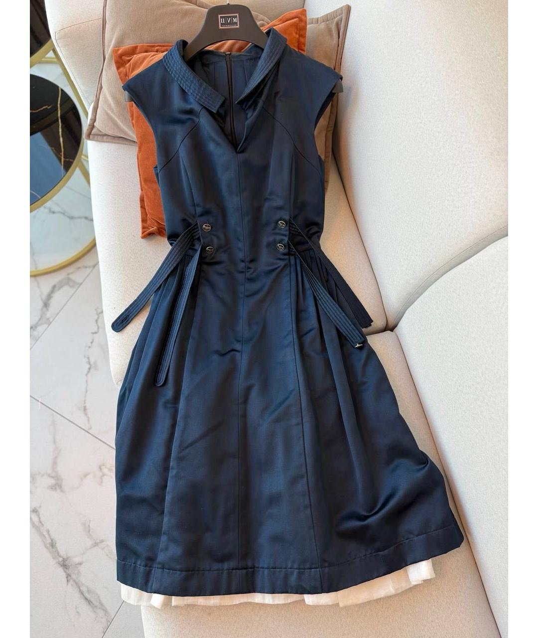 CHANEL Темно-синее шелковое коктейльное платье, фото 9