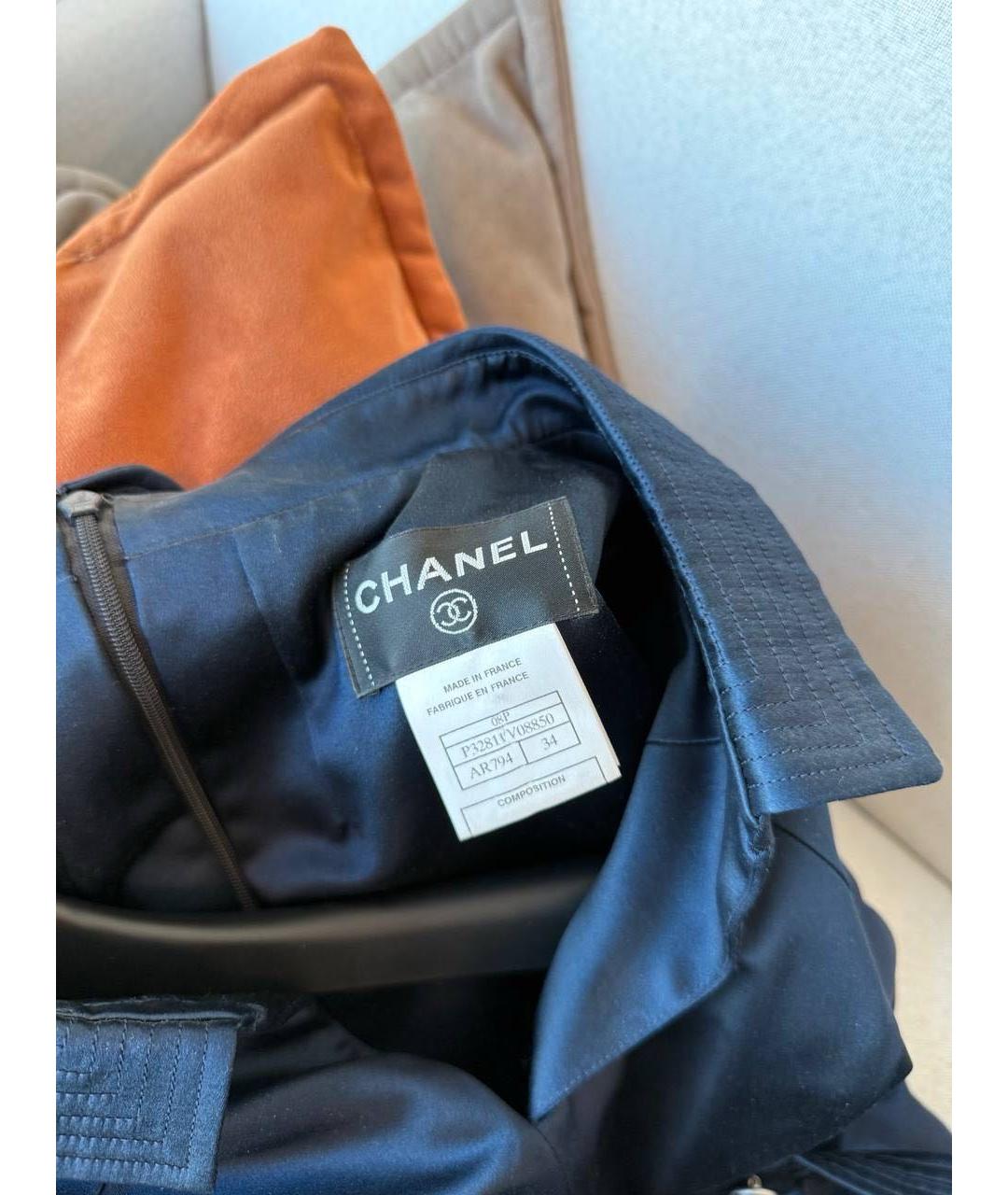 CHANEL Темно-синее шелковое коктейльное платье, фото 4