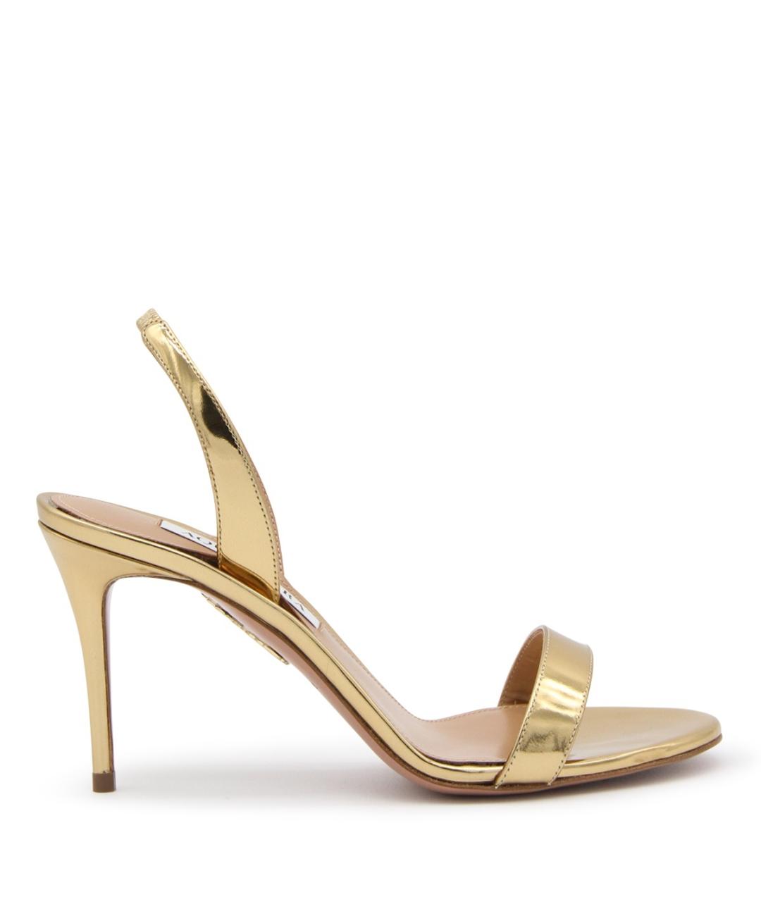 AQUAZZURA Золотые кожаные босоножки, фото 1