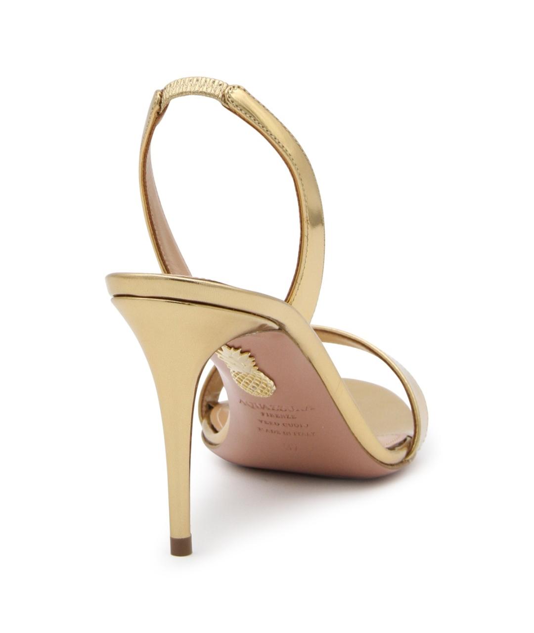 AQUAZZURA Золотые кожаные босоножки, фото 3