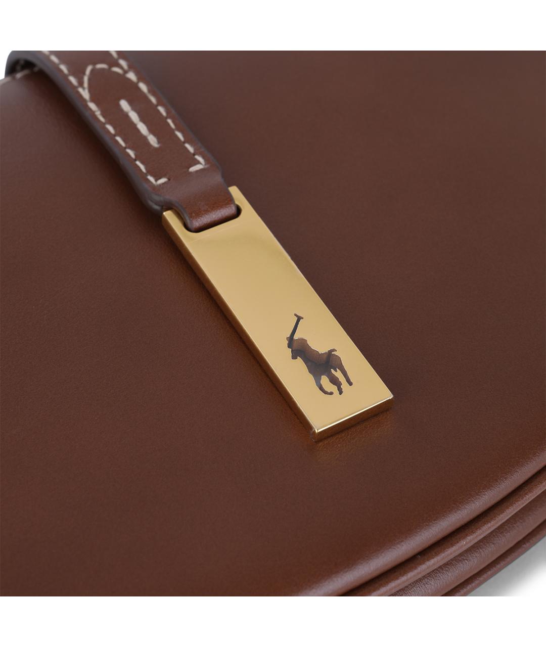 POLO RALPH LAUREN Коричневая кожаная сумка через плечо, фото 4