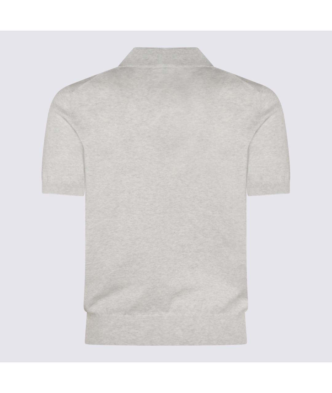 BRUNELLO CUCINELLI Серое хлопковое поло с коротким рукавом, фото 3