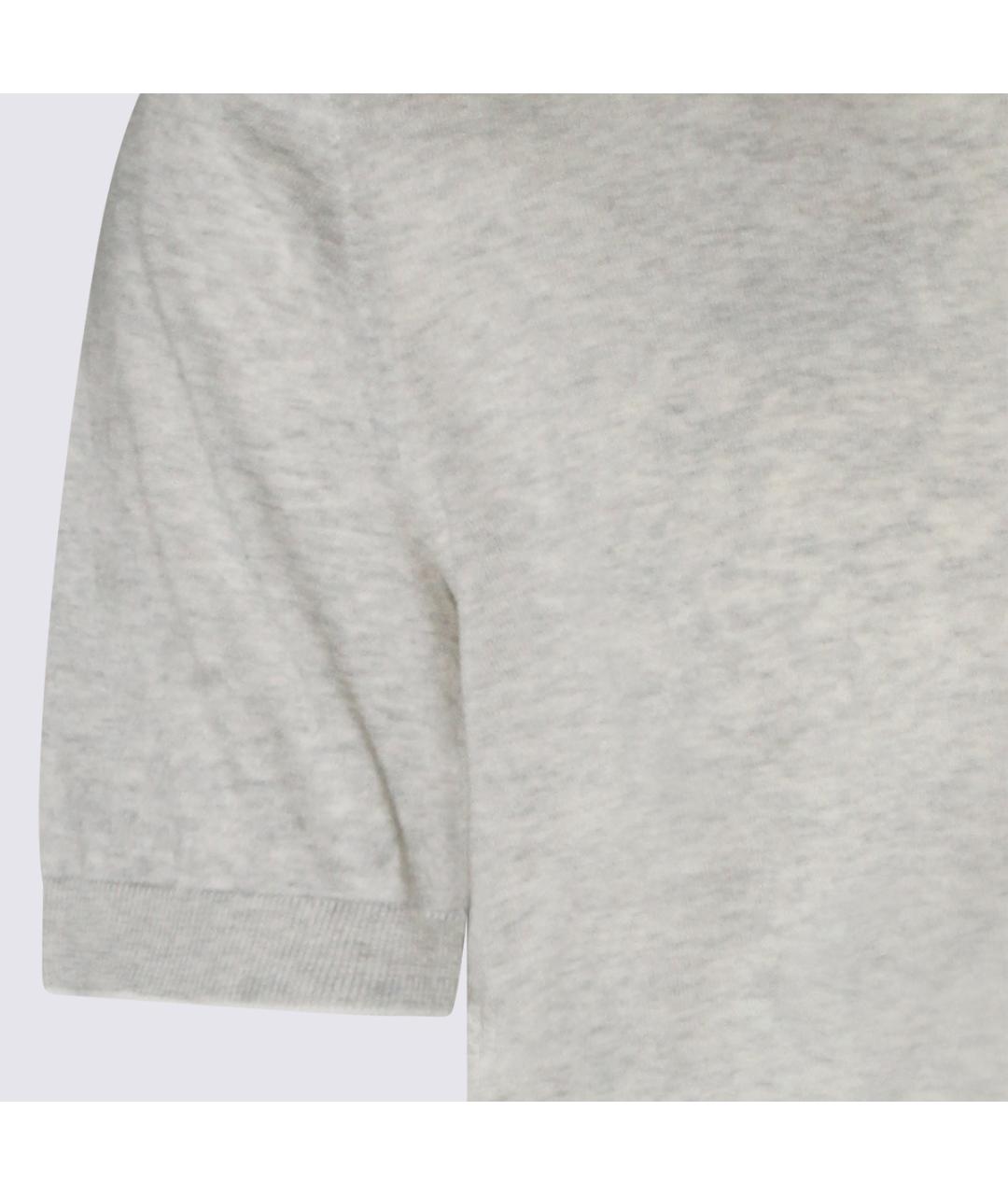 BRUNELLO CUCINELLI Серое хлопковое поло с коротким рукавом, фото 4
