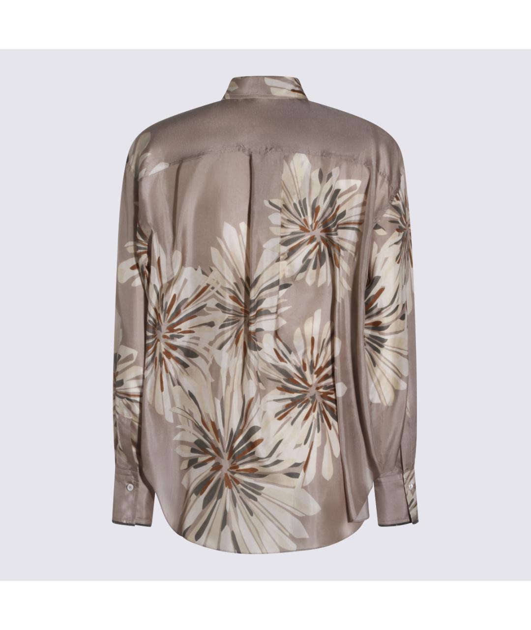 BRUNELLO CUCINELLI Хаки шелковая рубашка, фото 3