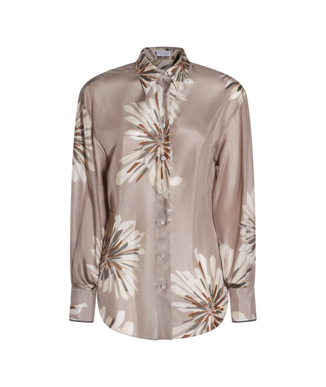 BRUNELLO CUCINELLI Хаки шелковая рубашка, фото 1