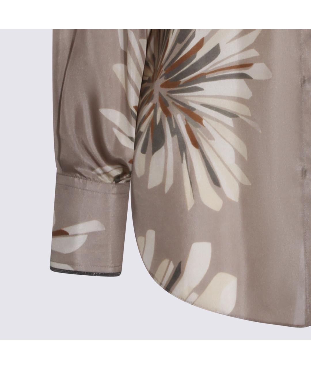 BRUNELLO CUCINELLI Хаки шелковая рубашка, фото 4