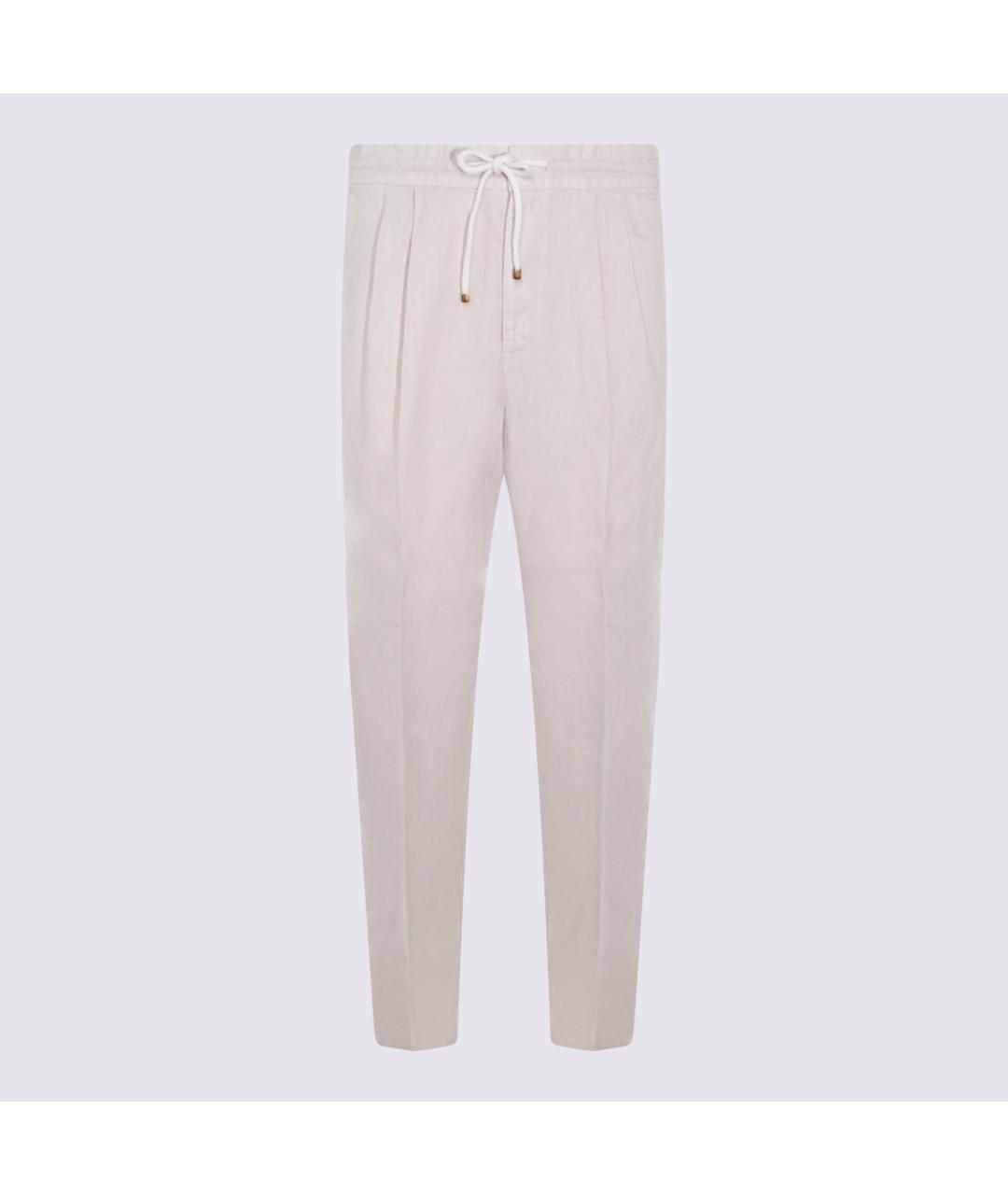 BRUNELLO CUCINELLI Бежевые льняные повседневные брюки, фото 2