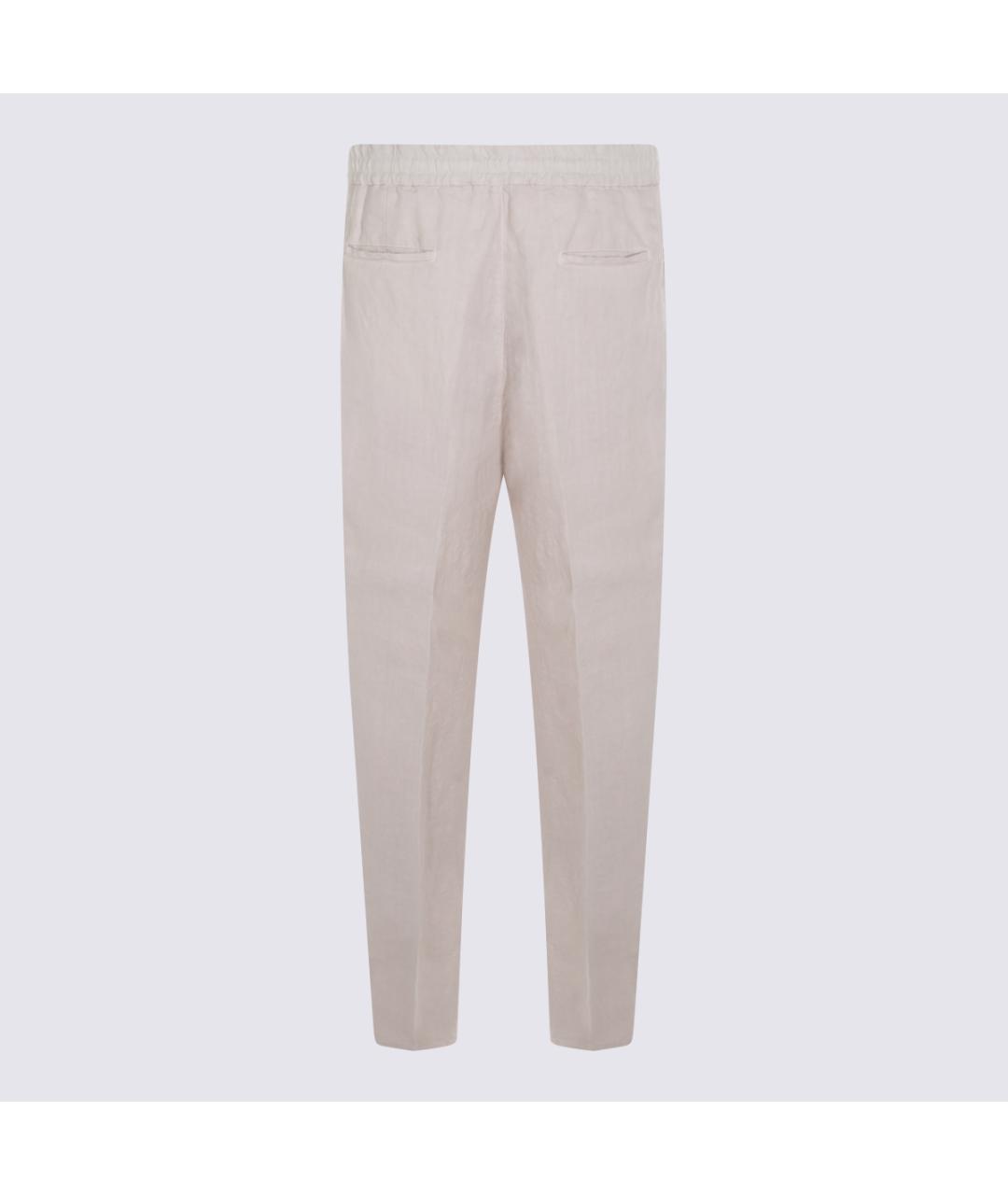 BRUNELLO CUCINELLI Бежевые льняные повседневные брюки, фото 3