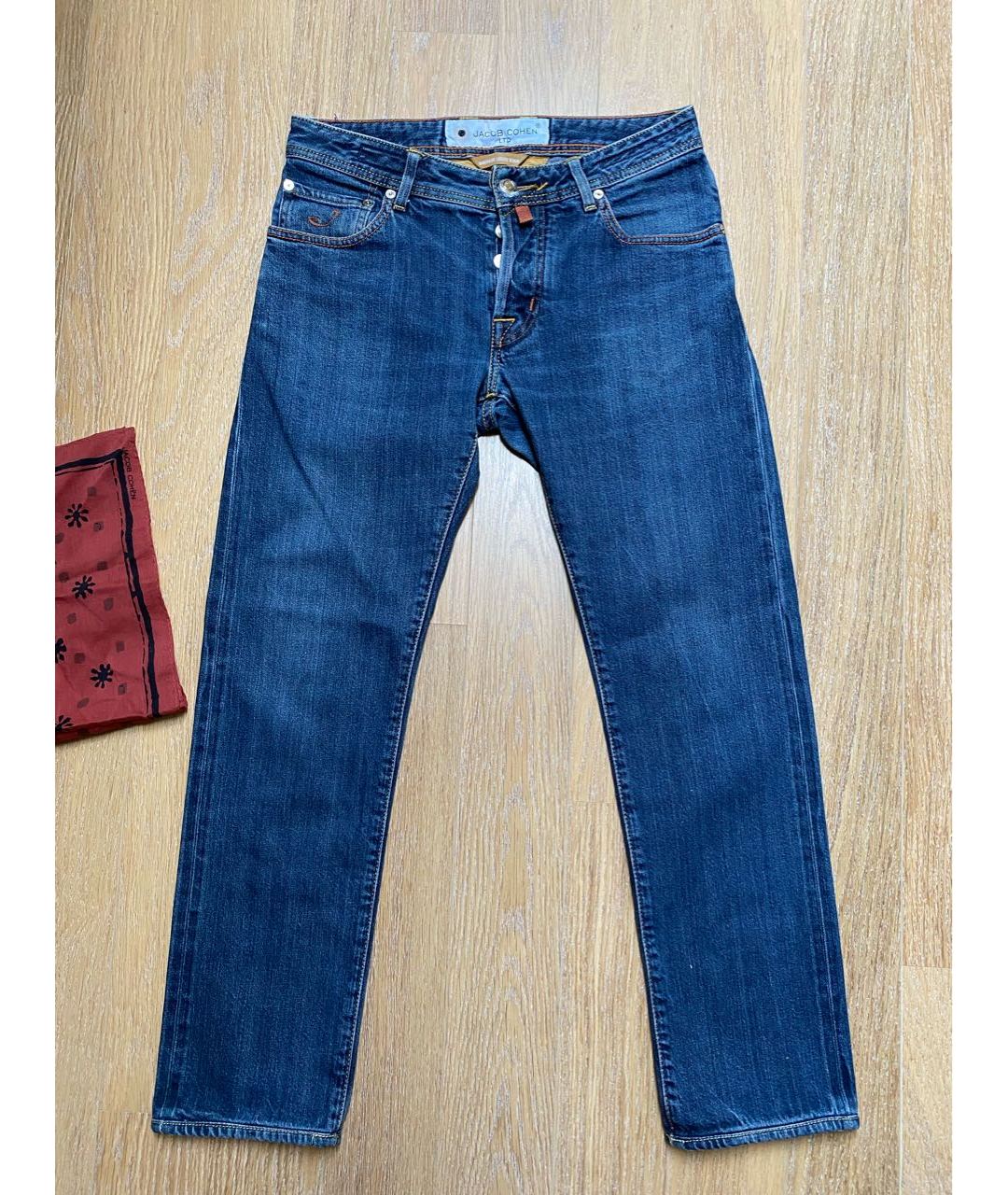 JACOB COHEN Синие хлопковые прямые джинсы, фото 9