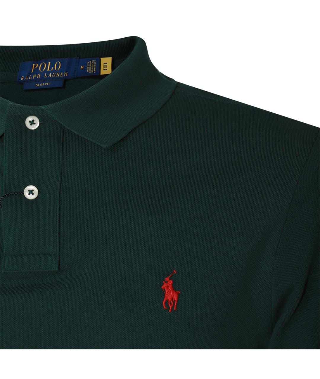 POLO RALPH LAUREN Зеленые хлопковое поло с коротким рукавом, фото 3