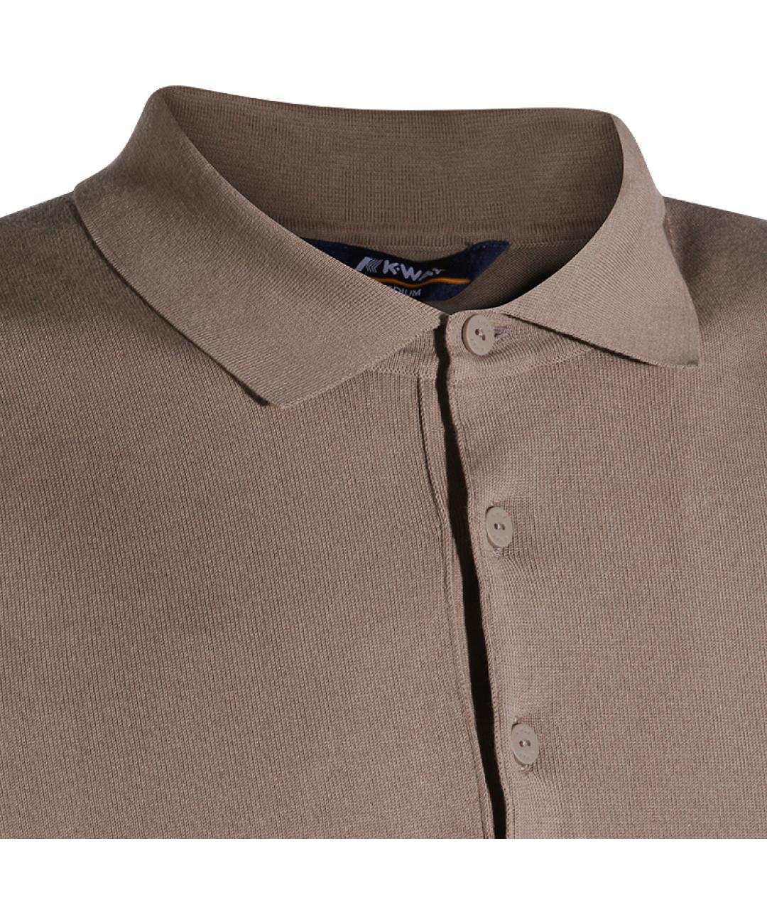 K-WAY Бежевое хлопковое поло с коротким рукавом, фото 3