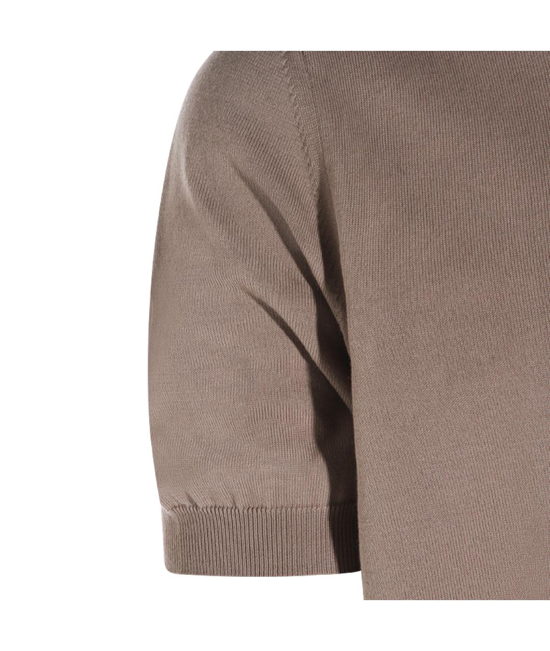 K-WAY Бежевое хлопковое поло с коротким рукавом, фото 4