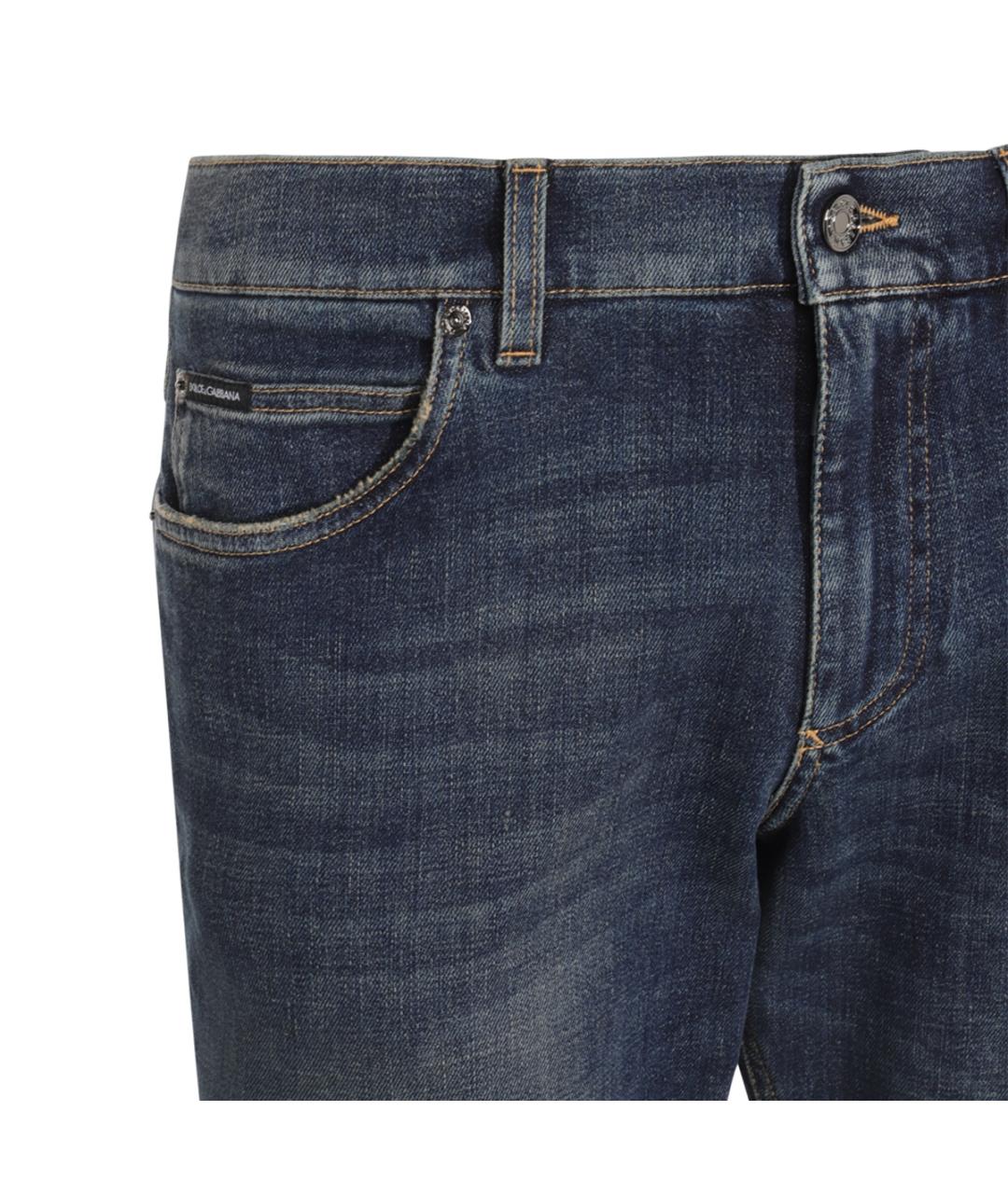 DOLCE&GABBANA Синие хлопко-эластановые джинсы, фото 3