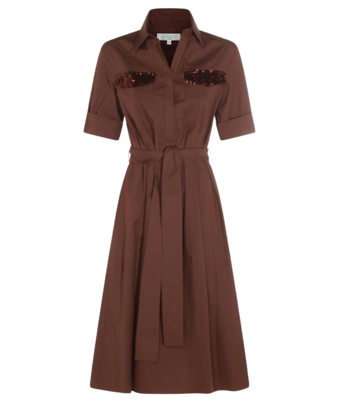 ANTONELLI FIRENZE Коричневое хлопковое повседневное платье, фото 1