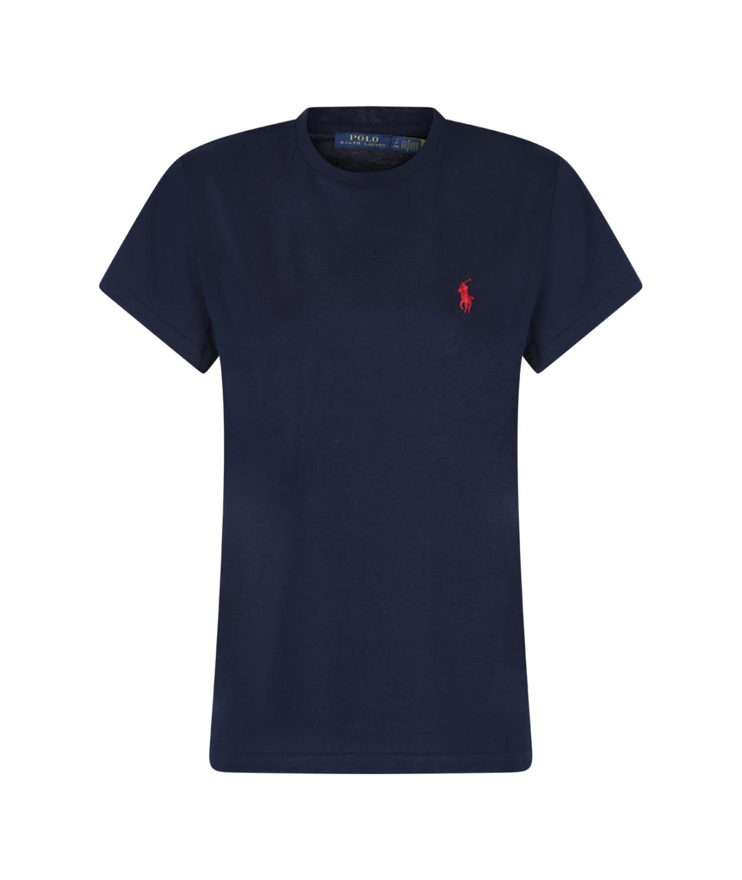 POLO RALPH LAUREN Темно-синяя хлопковая футболка, фото 1