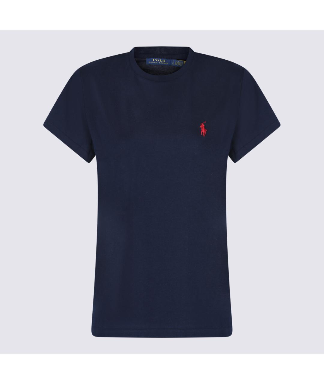 POLO RALPH LAUREN Темно-синяя хлопковая футболка, фото 2