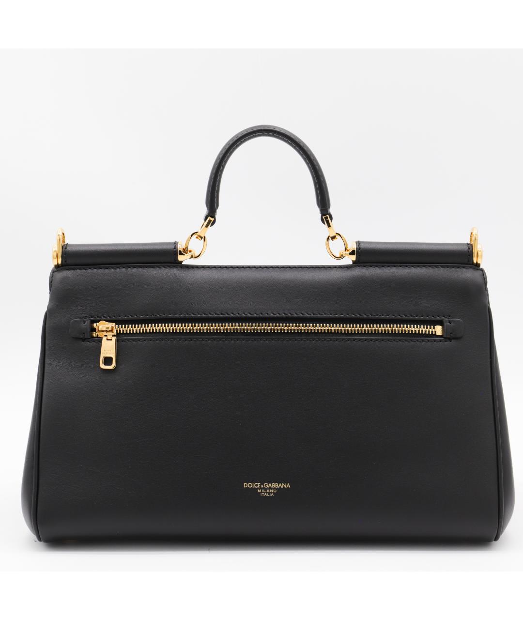 DOLCE&GABBANA Черная кожаная сумка тоут, фото 4