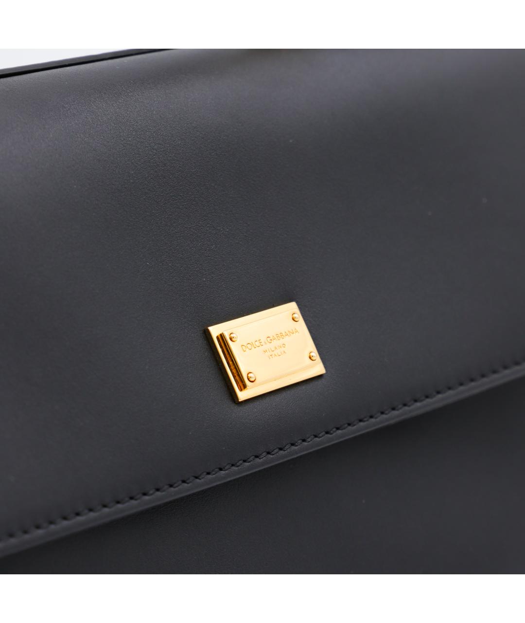 DOLCE&GABBANA Черная кожаная сумка тоут, фото 5