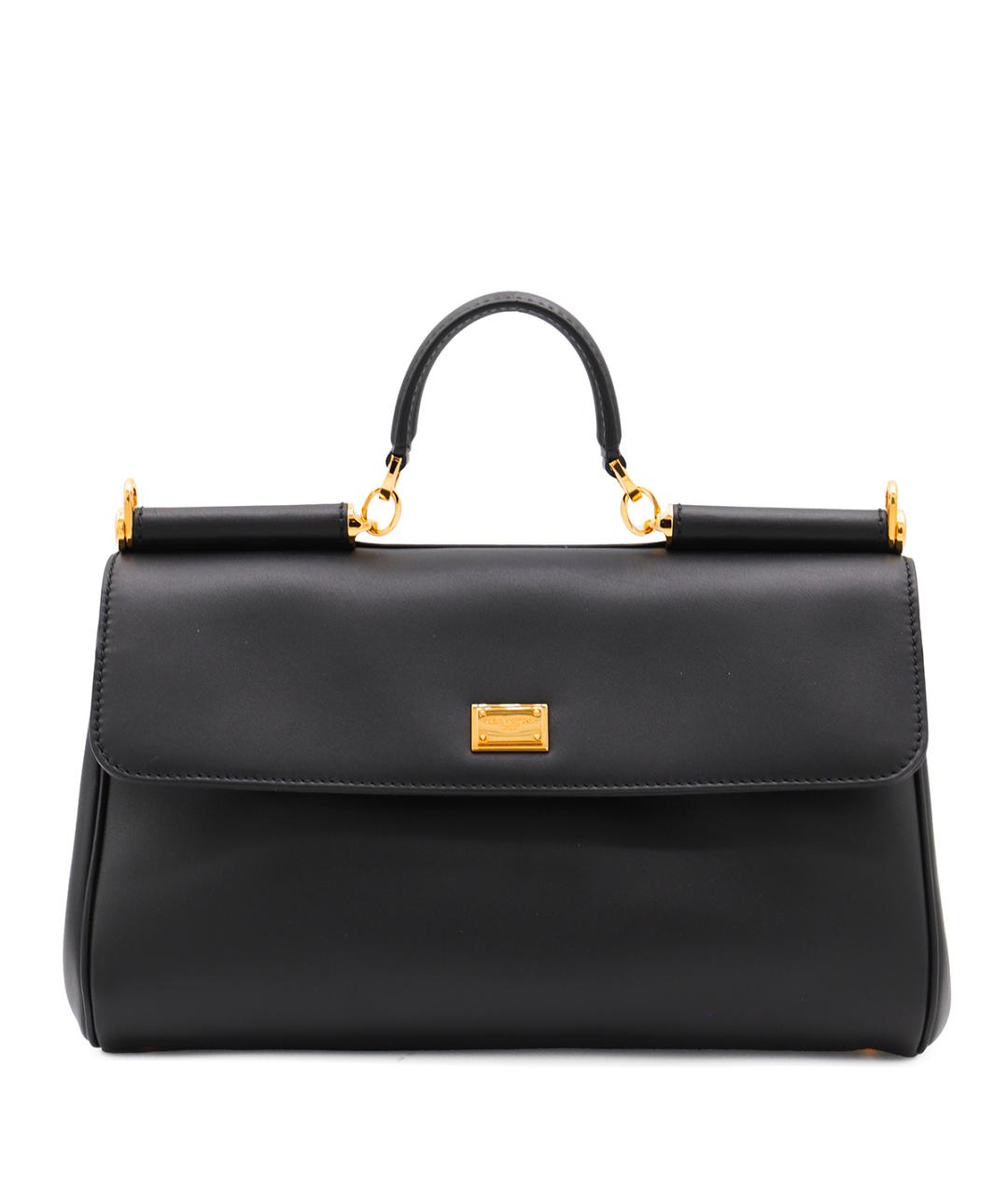 DOLCE&GABBANA Черная кожаная сумка тоут, фото 1